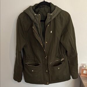 Top Shop Size Medium Olive Green Hooded Women's Jacket